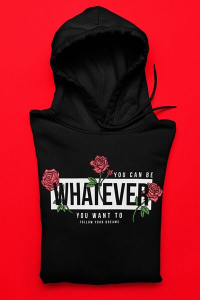 Jooy Company Hanorac cu glugă unisex negru Whatever Rose