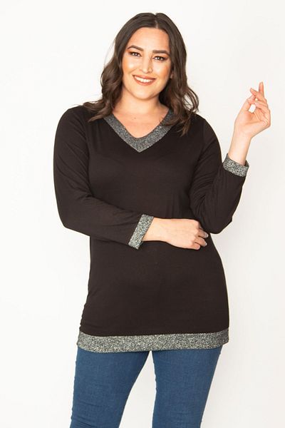 Şans Plus Size Tunic - Black - Relaxed fit