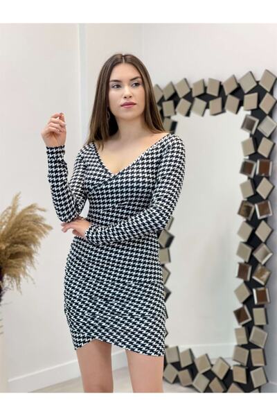 giyimmasalı Houndstooth Mini Dress Black