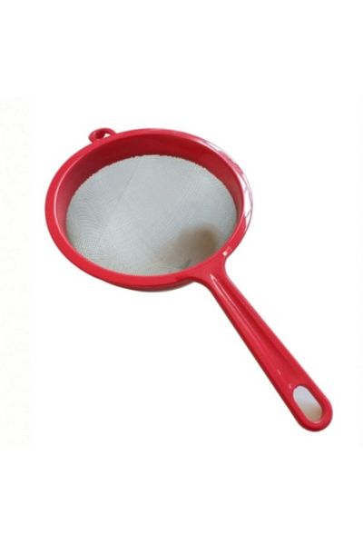 EveFix Stainless Steel Strainer with Plastic Handle - Red - 17 Cm