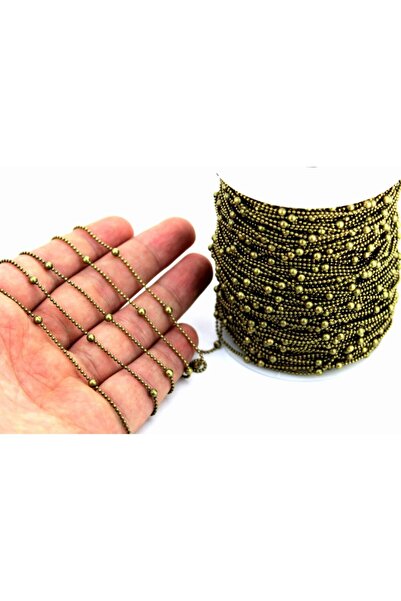 yfhobi 1 Metre - 4 Mm Misketli 1.2 Mm Top Zincir - Antik Sarı Kaplama Kolye Z...