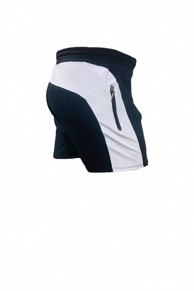 Fs Men's Black and White Split Drop Printed Unlined Sports Running Walking Fitness Shorts with Pockets