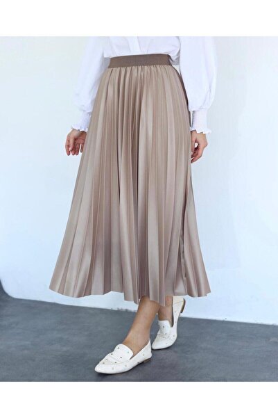 Gülsüm Aydın Efsane Deri Görünümlü Pliseli Etek