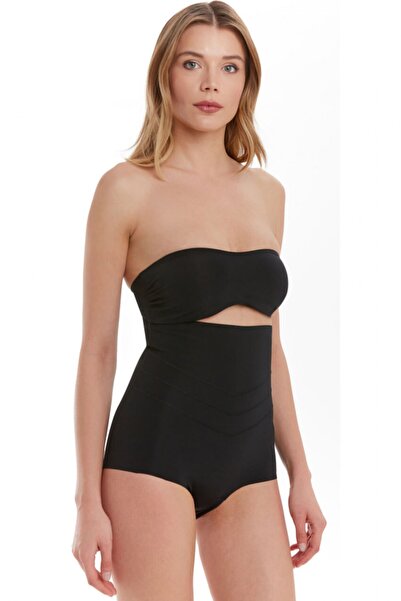 TEN Women's Black High Waisted Slip Panties Corset with Extra Thinning Feature 501112096