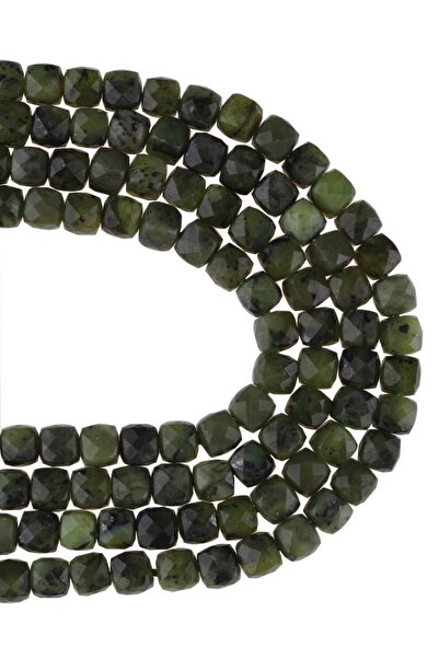 Dünya Doğal Taş Σειρά πέτρας νεφρίτη Καναδά 4x4 mm κομμένο σε κύβους - Dz3907