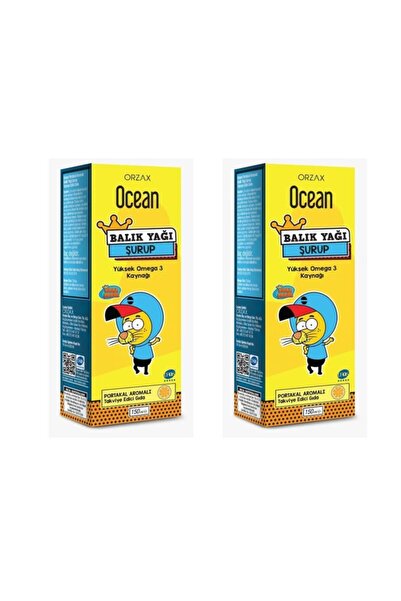 Ocean Omega 3 Portakal Aromalı Balık Yağı Şurubu 150 ml 2'li Paket