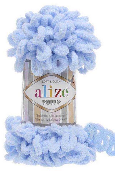 Alize Πλεκτό χειροποίητο νήμα Puffy γαλάζιο 183 ------ 3 τεμάχια ------
