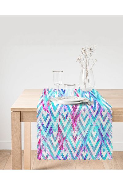 Realhomes Alergăr modern cu model de pene pe fundal geometric