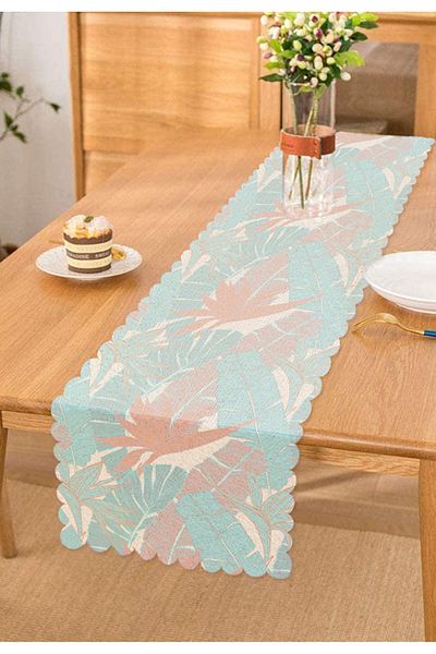 Realhomes Blue And Pink Tropical Leaf Runner