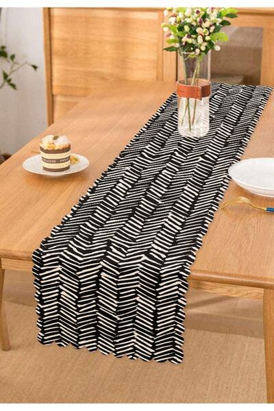 Realhomes Black and White Striped Digital Printed Decorative Runner