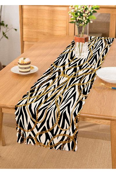 Realhomes Zebra Chain Pattern on the Floor Special Design Digital Printed Modern Runner