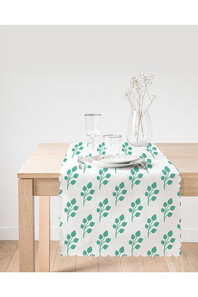 Realhomes Aleer decorativ alb cu frunze verde mentă