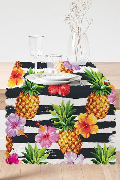 Realhomes Alergăr cu design special cu ananas colorat, cu fundal negru