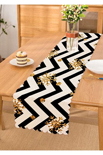 Realhomes عداء مزخرف بطابع رقاقات الثلج الذهبية على أرضية متعرجة