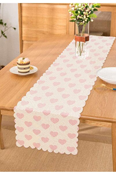 Realhomes Kalp Desen Dijital Baskılı Runner