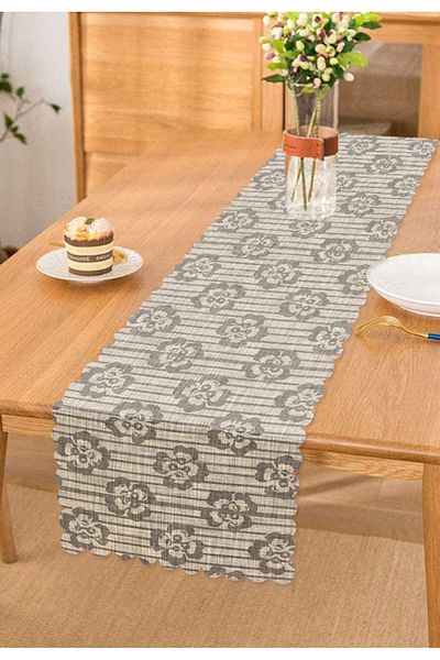 Realhomes Alergăr imprimat digital cu motiv de flori cu tematic podea denim