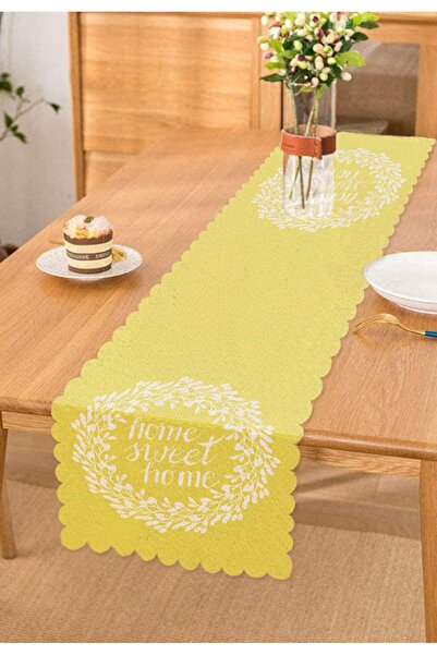 Realhomes Home Sweet Home Desenli Dijital Baskılı Dekoratif Runner