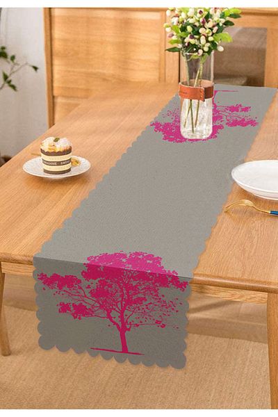 Realhomes Alergăr decorativ din lemn fucsia pe fundal gri