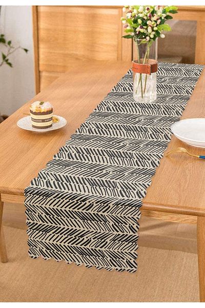 Realhomes Alergăr modern imprimat digital cu model alb-negru