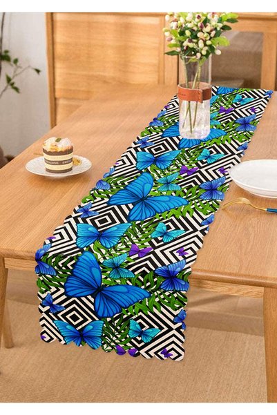 Realhomes Trkač sa specijalnim dizajnom i plavim leptirima, sa geometrijskom ...
