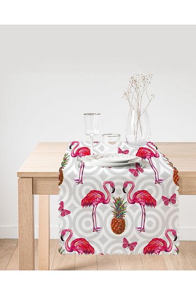 Realhomes Alergăr decorativ cu model flamingo imprimat digital