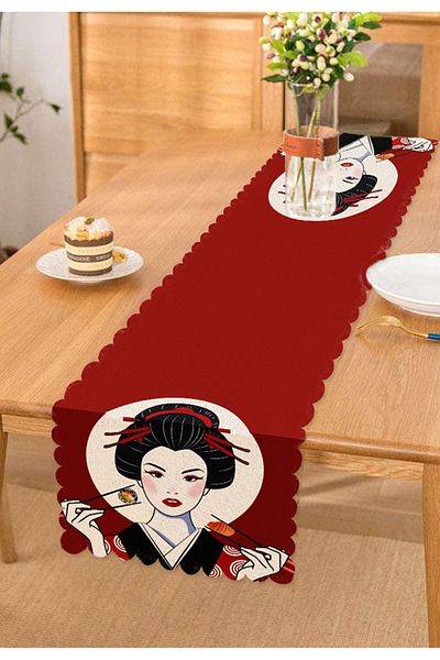 Realhomes Fată japoneză care mănâncă sushi Motiv Modern Runner
