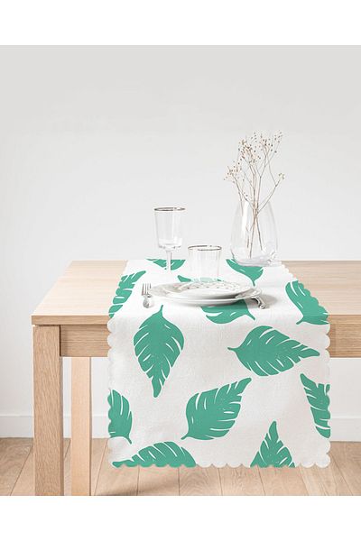 Realhomes Aleer decorativ cu tematică albă, frunze verde mentă