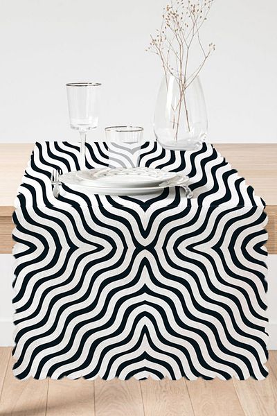 Realhomes Liniile geometrice negre Special concepute Decorative Design Special Runner