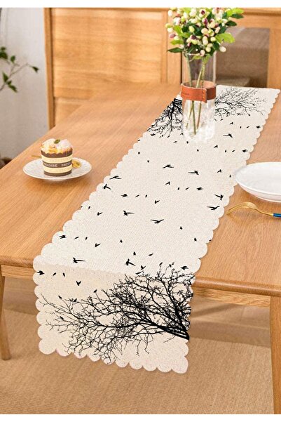 Realhomes Ağaç Dalı Kuş Tasarımlı Dijital Baskılı Runner