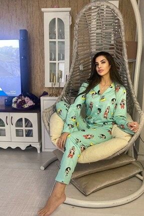 Pembishomewear Feel Powerpuffgirls 2 Li G mlek Yaka S persoft Pijama Tak m