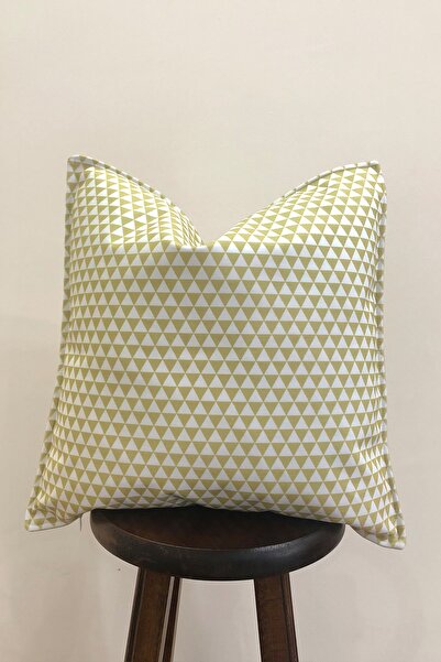 DECODESIGN Sarı Geometrik Üçgen Desenli Minimal Modern Kırlent Kılıfı