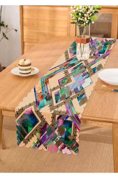 Realhomes Alergăr imprimat digital cu design de artă modernă albastru