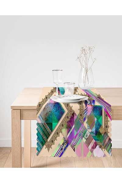 Realhomes Alergăr imprimat digital cu design de artă modernă albastru