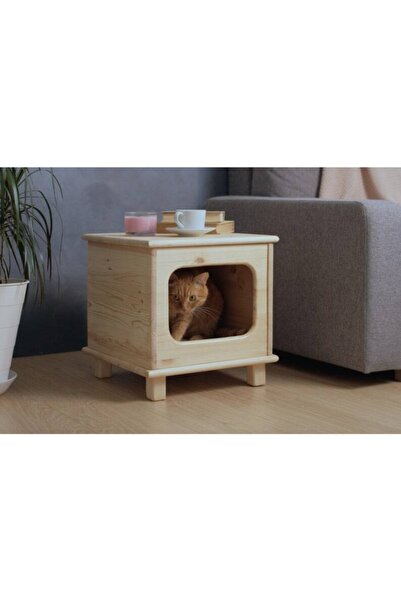 naturbird Kedi Evi Ve Sehpa Ahşap Kedi Yuvası Kedi Mobilyası