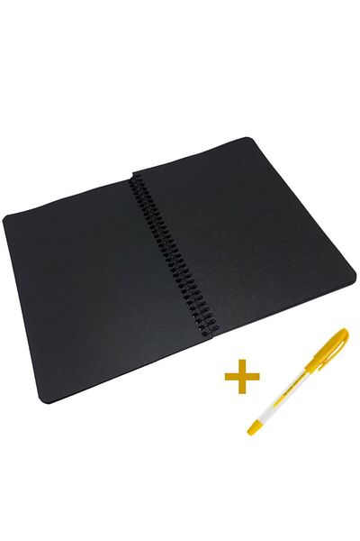 Four Kids Black Leaf Spiral Notebook 40 Sheets 80 Pages And Gold Glitter Party Pen