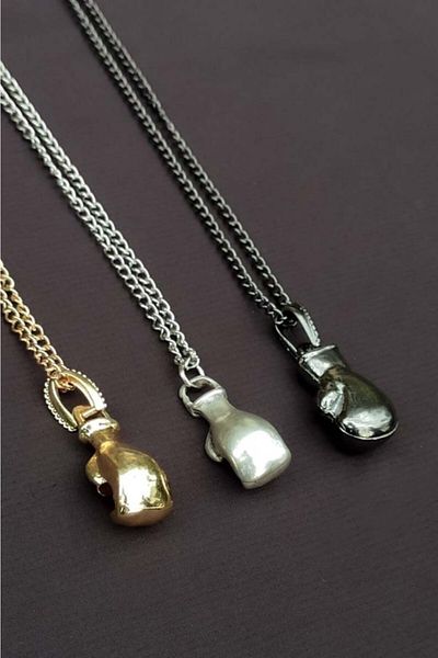 The Collection Set of 3 Boxing Gloves Men's Necklace