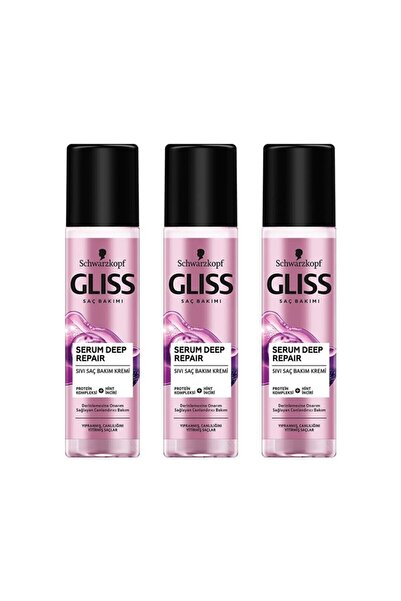 Gliss Serum Deep Repair Onarıcı Durulanmayan Sıvı Saç Kremi 200 Ml 3'lü