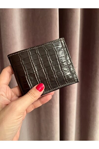 Pinkylola Xxs Model Kahverengi Kroko Baskılı Hakiki Deri Erkek Stil Cüzdan