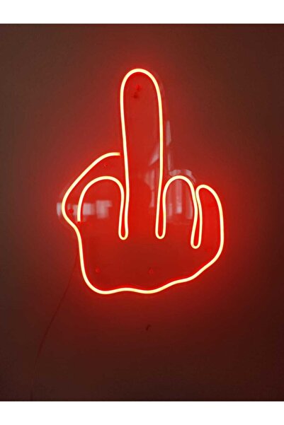 dekoraven Middle Finger Neon Led Duvar Yazısı Dekoratif Işıklı Gece Lambası D...