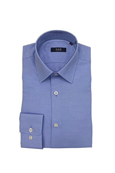 Sarar Cămașă albastră slim fit cu textura Ccs Frank So