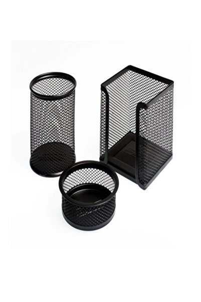 Biofin Offıcelıne Metal Tel Masa Üstü 3lü Set ( Kalemlik-küp Notluk - Ataşlık Fx