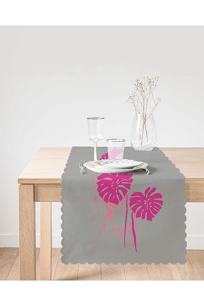 Realhomes Alergăre decorativă imprimată cu frunze de palmier fucsia
