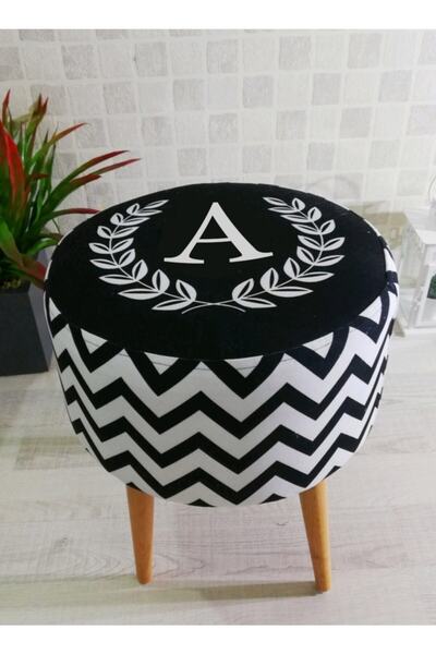 PufyHome Isme Özel Harf -a Gürgen Ayaklı Dekoratif Silinebilir Rahat Puf