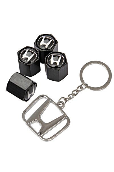 GARDENAUTO هوندا ستاركس - غطاء صمام معدني، 4 قطع وسلسلة مفاتيح كروم