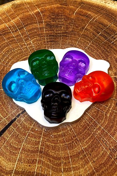 FANTASTİK SANAT ATÖLYESİ Decorative Gift Black Leader 5 Color Skull Skeleton Model Decorative 5-Piece Bath Soap