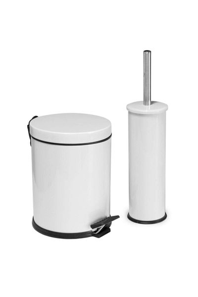 LeesHome Σετ βούρτσας καθίσματος τουαλέτας Lapush White 3 Lt Pedal Κάδος απορριμμάτων