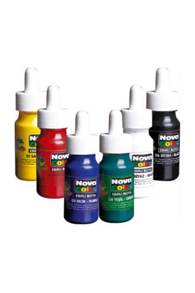 Nova Color Ebru Paint 6 Colors x 30 ml.Dropper Bottle