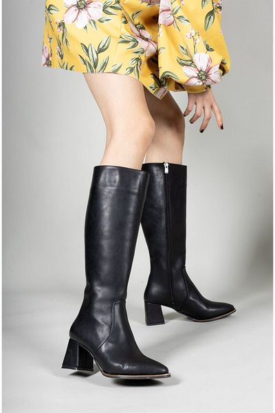 Riccon Schwarze Lederstiefel für Damen0012046