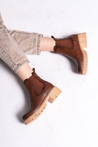 Riccon Tan Skin Γυναικείες μπότες Chealsea 0012203