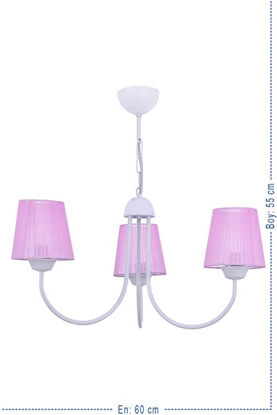 polataydinlatma Oregon 3 Lü Beyaz Avize (pembe Şapkalı)